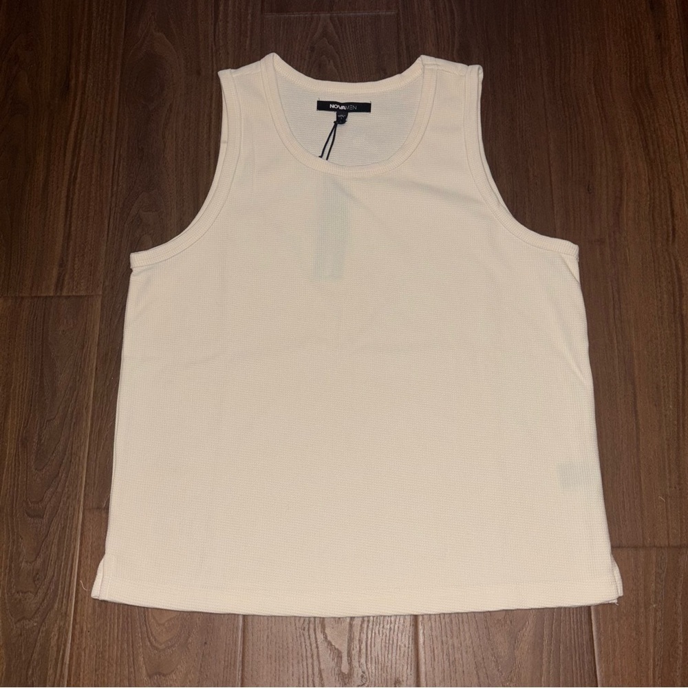 Fashion Nova Men's Apparel Cairo Terxtured Cream Tank Top - Size: Small NWT